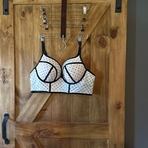 Light pink with black polka dots and piping bra